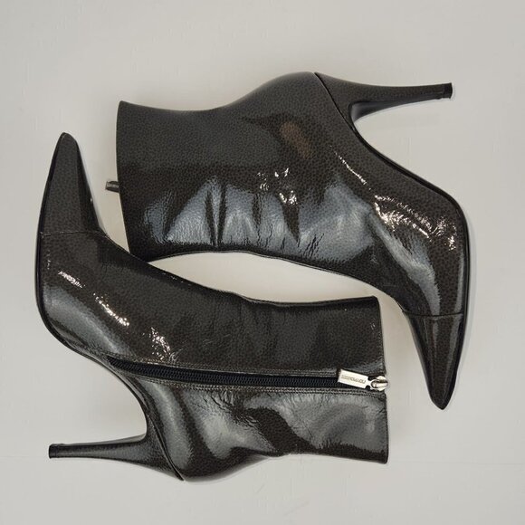 Bruno Magli Bucine Pointed Toe Patent Leather Boot Women's 7 Mid Calf‎ Dark Gray - Picture 8 of 16